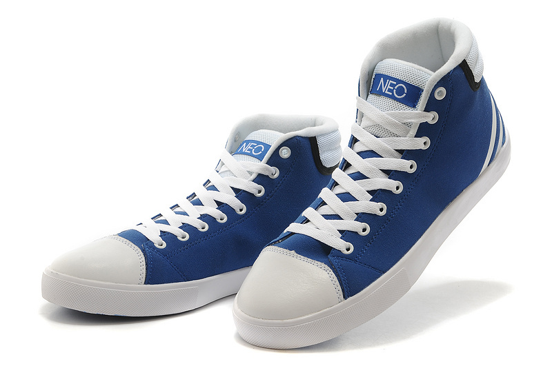 Men's/Women's Adidas NEO High Tops Shoes Bold Blue/White