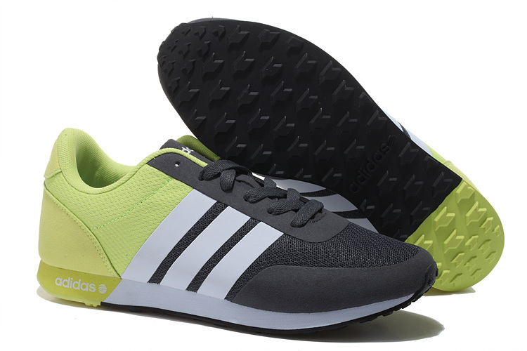 Men's/Women's Adidas NEO V Racer TM Apr Running Shoes Black/White/Fluorescent Green