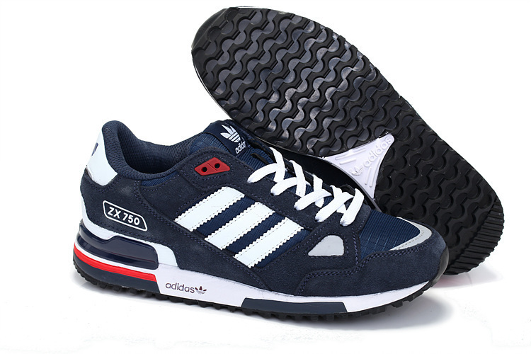 Men's/Women's Adidas Originals ZX 750 Shoes Navy Blue/White V145352