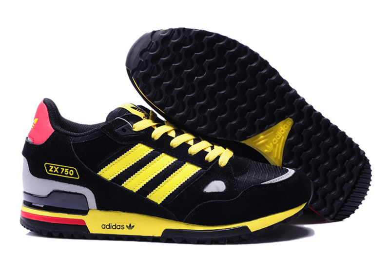 Men's/Women's Adidas Originals ZX 750 Shoes Black/Yellow/White/Red