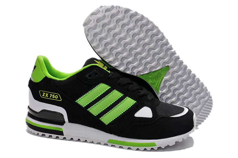 Men's/Women's Adidas Originals ZX 750 Shoes Core Black/Grass Green/Running White G64002