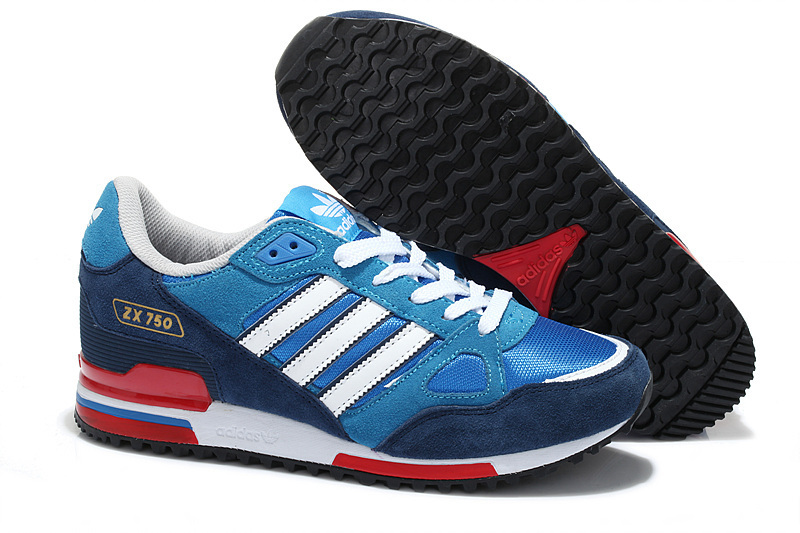 Men's/Women's Adidas Originals ZX 750 Shoes Bold Blue/Navy/Running White/Fuchsia