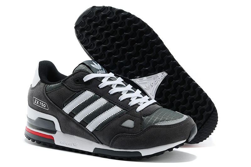 Men's Adidas Originals ZX 750 Shoes Charcoal Grey/White 145352