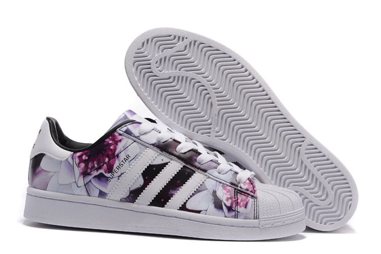 2016 Women's Adidas Originals Superstar Lotus Print Casual Shoes White Flower AF5582