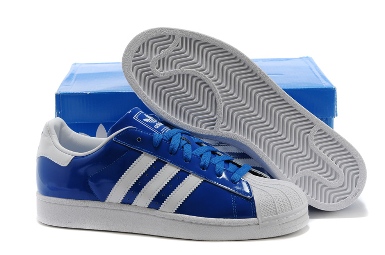 Men's/Women's Adidas Originals Classic Superstar 2 Casual Shoes BLUE WHITE D65603