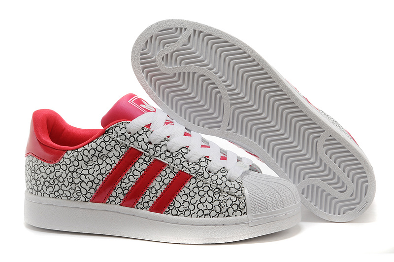 Men's/Women's Adidas Originals Superstar 2 Casual Shoes Pattern Grey Beauty Red D65478