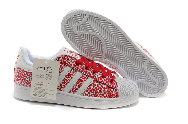 Women's Adidas Originals Superstar 2 Casual Shoes Pattern White Beauty Red D65477