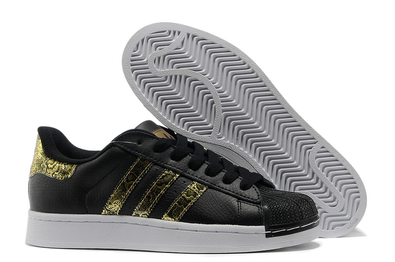 Men's/Women's Adidas Originals Superstar 2 Bling Casual Shoes Black Gold G62844