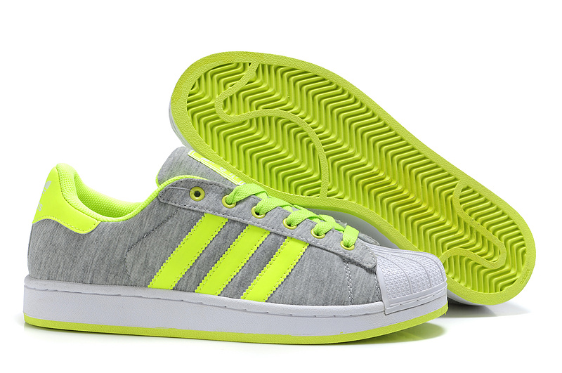 Men's/Women's Adidas Originals Superstar 2 Casual Shoes Grey Lime G17253