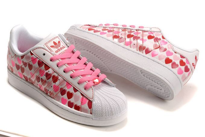 Women's Adidas Originals Superstar 2 Hearts Print Casual Shoes Pink/White 060158