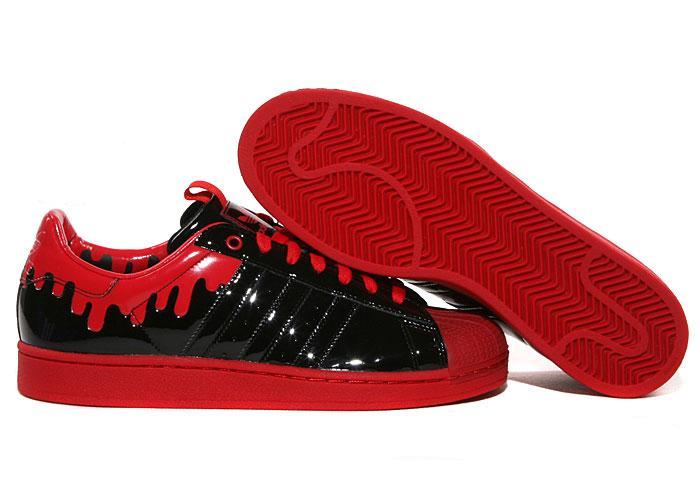 Women's Adidas Originals SS Enml 1 Superstar Enamel Drip Casual Shoes Black/Red G28357