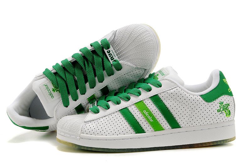 Men's/Women's Adidas Originals Superstar Adicolor Casual Shoes White/Green