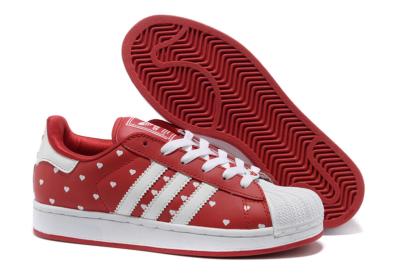 Women's Adidas Originals Superstar 2 "Heart" Print Casual Shoes Red/White G63092