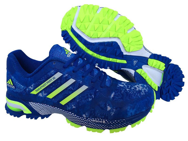 Men's Adidas Marathon Print 3D Running Shoes Bold Blue/Fluorescent Green