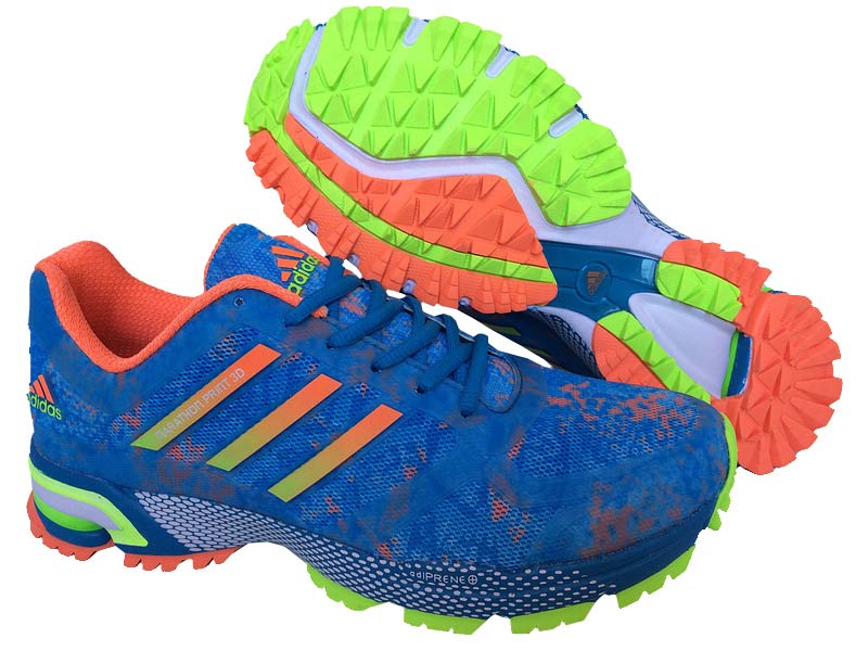 Men's Adidas Marathon Print 3D Running Shoes Ultramarine/Orange/Fluorescent Green