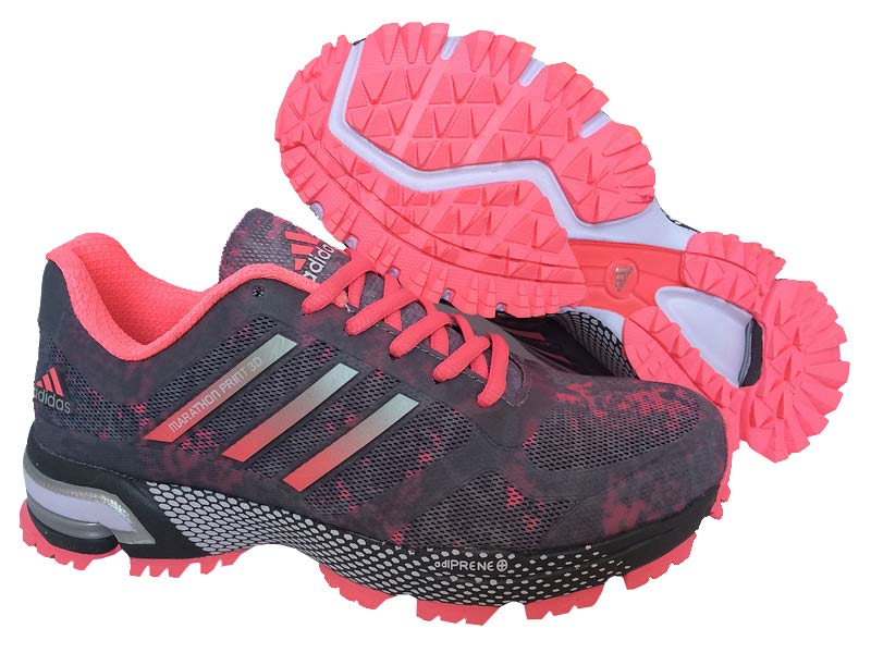 Women's Adidas Marathon Print 3D Running Shoes Grey/Light Carmine