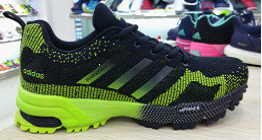 2015 Men's Adidas Marathon Flyknit Running Shoes Black/Fluorescent Green