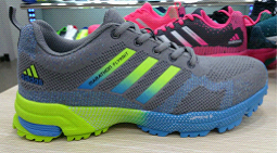 2015 Men's Adidas Marathon Flyknit Running Shoes Grey/Blue/Fluorescent Green