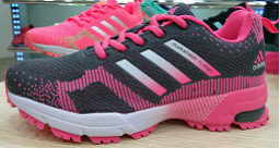 2015 Men's-Women's Adidas Marathon Flyknit Running Shoes Deep Grey/Pink