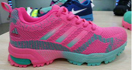 2015 Men's-Women's Adidas Marathon Flyknit Running Shoes Pink/Light Blue