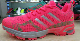2015 Men's-Women's Adidas Marathon Flyknit Running Shoes Light Grey/Fuchsia