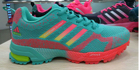 2015 Men's-Women's Adidas Marathon Flyknit Running Shoes Green/Red