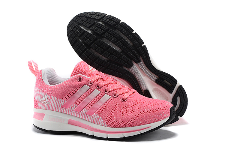 Women's Adidas Questar Flyknit Boost Running Shoes Pink/White
