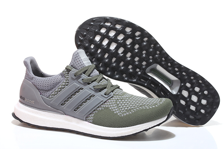 Men's/Women's Adidas Running Ultra Boost Shoes Army Green/Grey