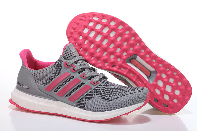 Men's/Women's Adidas Running Ultra Boost Shoes Metallic Grey/Pink