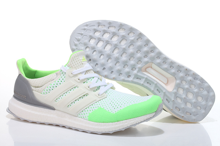 Men's/Women's Adidas Running Ultra Boost Shoes White/Fluorescent Green